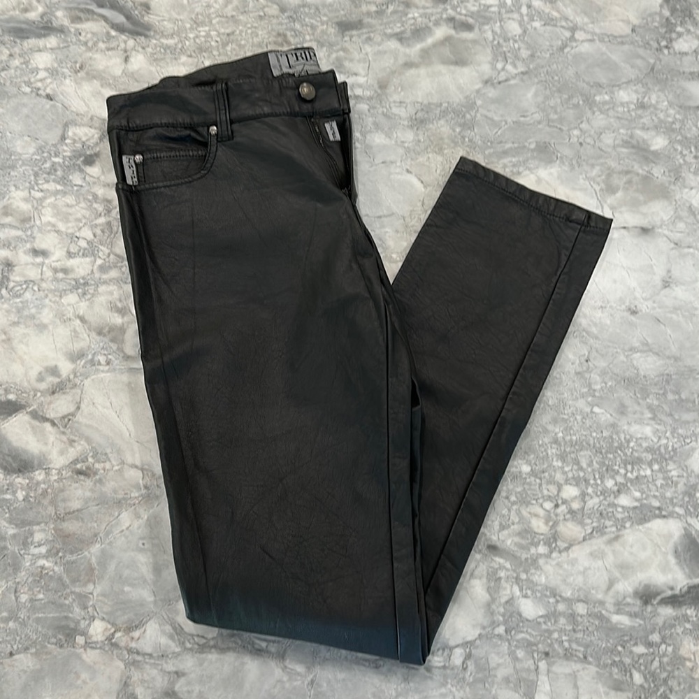 Black faux leather jeans